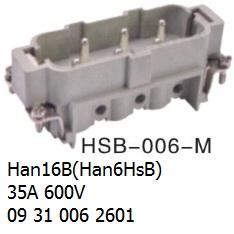 HSB-006-M H16B Han 16B(Han6HsB) 35A 600V 09 31 006 2601 4-6sq.mm. 6pin-male-OUKERUI-SMICO-Harting-Heavy-duty-connector.jpg